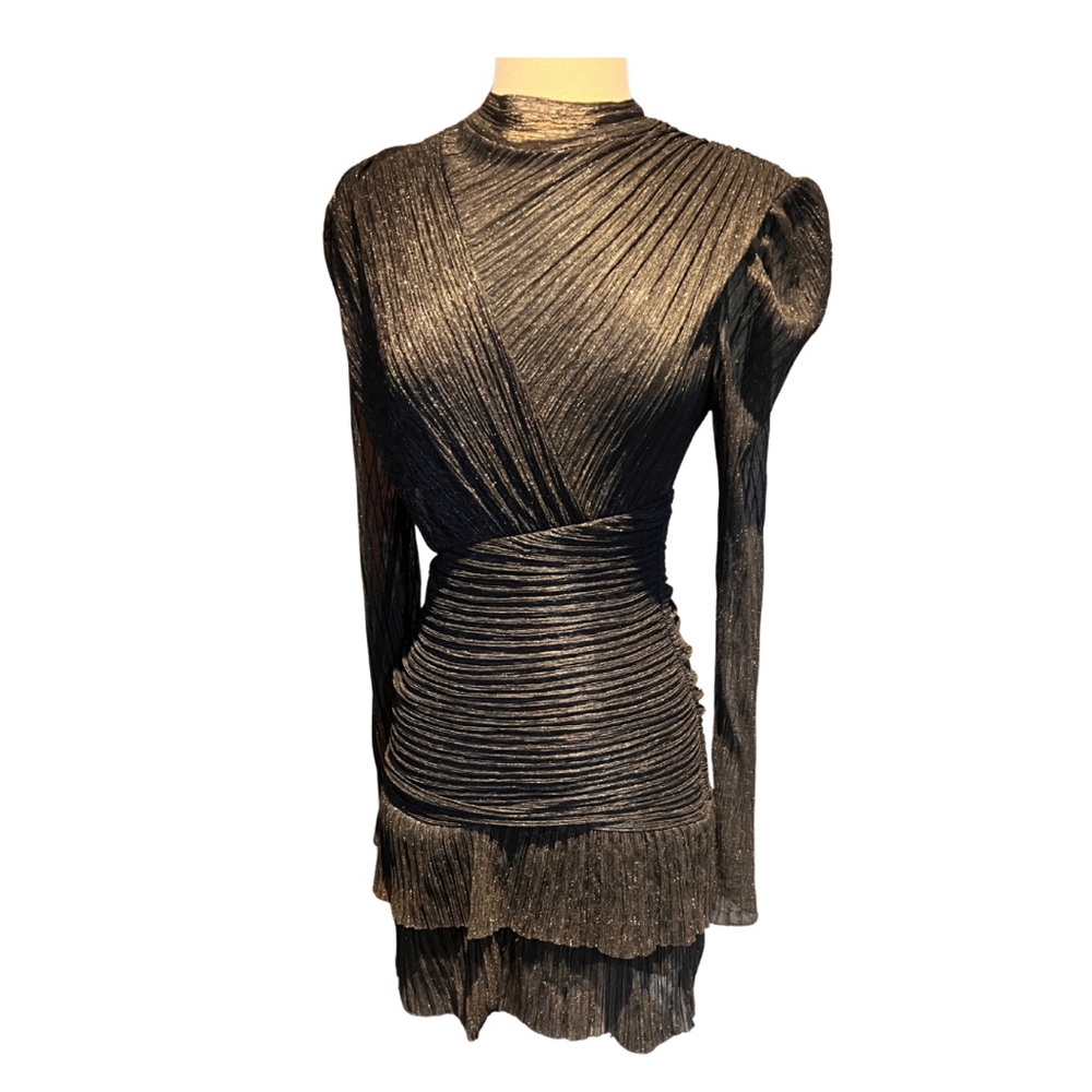 LVCILIA Short Black Pleated Dress